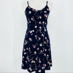 Um & Co Vintage 90s black Floral Babydoll Dress L